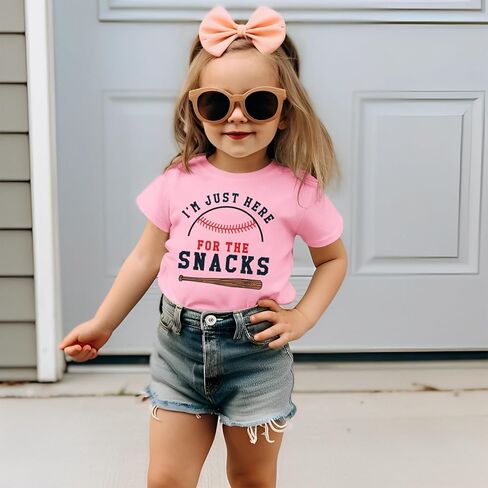 Baseball Shirt for Toddler Boys Girls I'm Just Here for The Snacks Funny Tshirt Kids Short Sleeve Summer Tee Tops in Kuwait