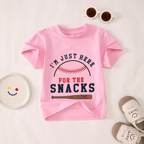 Baseball Shirt for Toddler Boys Girls I'm Just Here for The Snacks Funny Tshirt Kids Short Sleeve Summer Tee Tops in Kuwait
