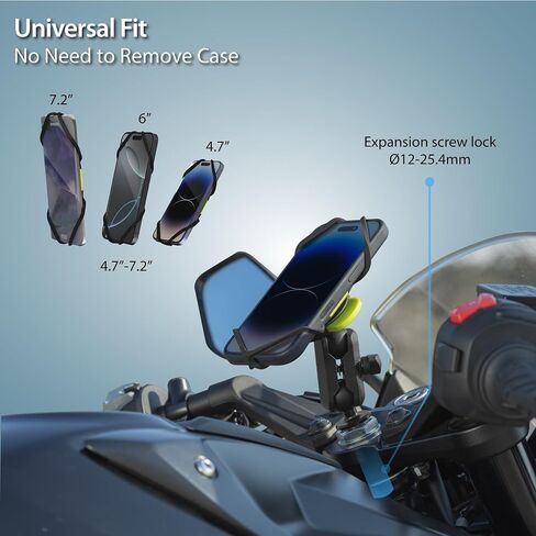 BONE Moto Tie Connect Kit 3 - Fork Stem, Magnetic Motorcycle Phone Mount, Detachable & 360° Rotatable, Heavy Duty & Shock-Absorbing Scooter iPhone Holder for 4.7"–7.2" Smartphones (Fork Stem) in Saudi Arabia