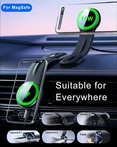 2024 Newest ZKJAYOE MagSafe Car Mount Bendable, Detachable Aluminum Arm Magnetic Phone Holder [20 Strong Magnets], Phone Holder for Car Dash, Fits iPhone 15 14 13 Pro Max Mini Mag Safe Accessories in Saudi Arabia