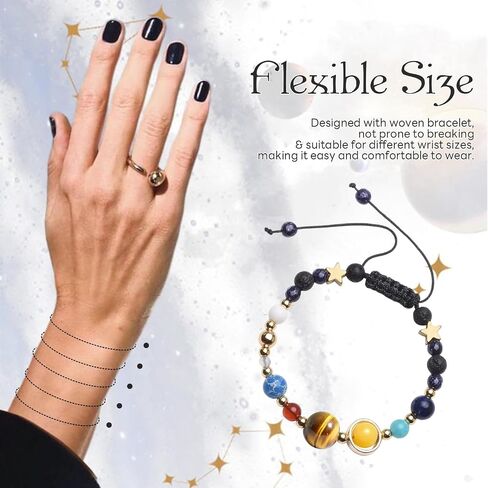Solar System Bracelet The Eight Planets Guardian Star Beaded Bracelet Universe Galaxy Bangle Jewelry Natural Stone Beads Bracelet Gifts for Women Men Birthday Holiday Gifts in Kuwait