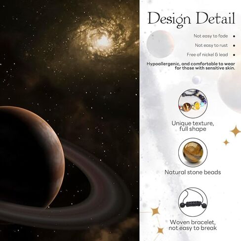 Solar System Bracelet The Eight Planets Guardian Star Beaded Bracelet Universe Galaxy Bangle Jewelry Natural Stone Beads Bracelet Gifts for Women Men Birthday Holiday Gifts in Kuwait