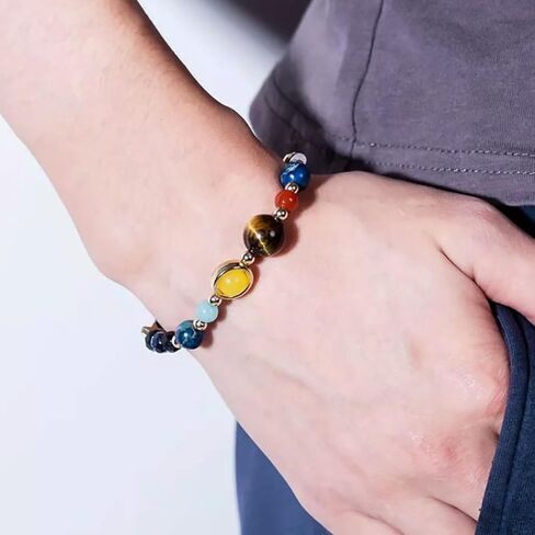 Solar System Bracelet The Eight Planets Guardian Star Beaded Bracelet Universe Galaxy Bangle Jewelry Natural Stone Beads Bracelet Gifts for Women Men Birthday Holiday Gifts in Kuwait
