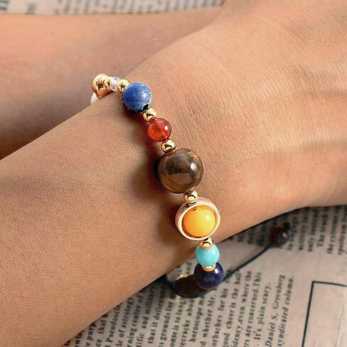 Solar System Bracelet The Eight Planets Guardian Star Beaded Bracelet Universe Galaxy Bangle Jewelry Natural Stone Beads Bracelet Gifts for Women Men Birthday Holiday Gifts in Kuwait