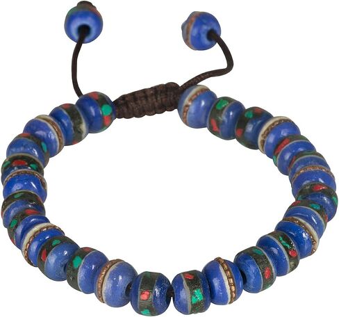 Tribe Azure Fair Trade Tibetan Embedded Yak Bone Medicine Wrist Mala Bracelet Meditation Healing Prayer Beads in Saudi Arabia