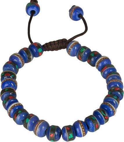 Tribe Azure Fair Trade Tibetan Embedded Yak Bone Medicine Wrist Mala Bracelet Meditation Healing Prayer Beads in Saudi Arabia
