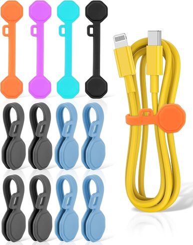 13 PCS Silicone Magnetic Cable Ties, Cable Clips Cord Organizer [1S] Management Cable Cords, Reusable Magnet Cable Organizer, Phone Cord Holder for Organizing, Bookmark Whiteboard Fridge Magnets etc in Saudi Arabia