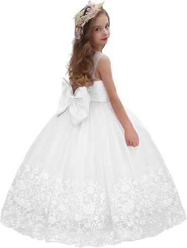ABAO SISTER Flower Girl Dress Lace Embroidery Princess Pageant Ball Gown Kids First Communion Dresses in Kuwait