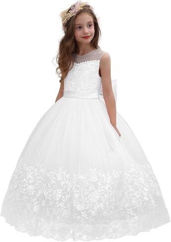ABAO SISTER Flower Girl Dress Lace Embroidery Princess Pageant Ball Gown Kids First Communion Dresses in Kuwait