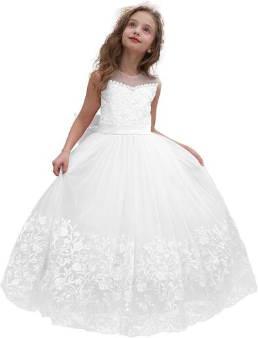 ABAO SISTER Flower Girl Dress Lace Embroidery Princess Pageant Ball Gown Kids First Communion Dresses in Kuwait