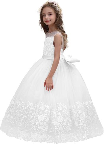 ABAO SISTER Flower Girl Dress Lace Embroidery Princess Pageant Ball Gown Kids First Communion Dresses in Kuwait