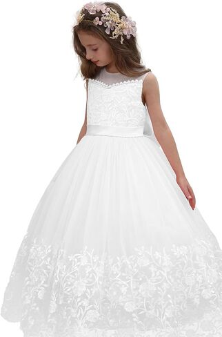 ABAO SISTER Flower Girl Dress Lace Embroidery Princess Pageant Ball Gown Kids First Communion Dresses in Kuwait