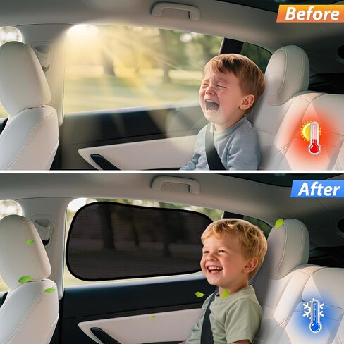 ZATOOTO 4Pack Tesla Model Y Juniper Car Window Shade for Side Window Sun Shade 丨Static Cling Car Sun Shade Baby | جبهة واضحة للقيادة الآمنة | خلفي أرجواني مزرق للوهج | رؤية واضحة | 2020-2026 in Kuwait