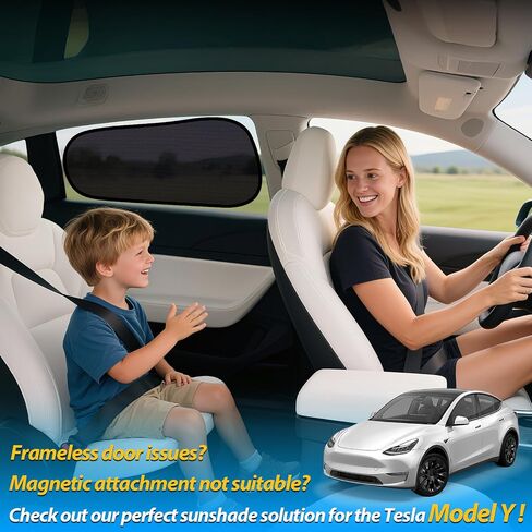 ZATOOTO 4Pack Tesla Model Y Juniper Car Window Shade for Side Window Sun Shade 丨Static Cling Car Sun Shade Baby | جبهة واضحة للقيادة الآمنة | خلفي أرجواني مزرق للوهج | رؤية واضحة | 2020-2026 in Kuwait