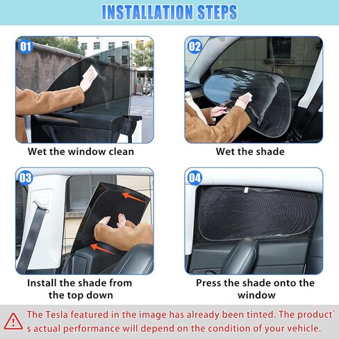 ZATOOTO 4Pack Tesla Model Y Juniper Car Window Shade for Side Window Sun Shade 丨Static Cling Car Sun Shade Baby | جبهة واضحة للقيادة الآمنة | خلفي أرجواني مزرق للوهج | رؤية واضحة | 2020-2026 in Kuwait