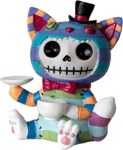 Pacific Giftware Cheshire Cat Furrybones Collectible Figurine Signature Skeleton Figurine in Colorful Cat Costume Perfect for Home Decor and Unique Gifts 3" Tall in Saudi Arabia