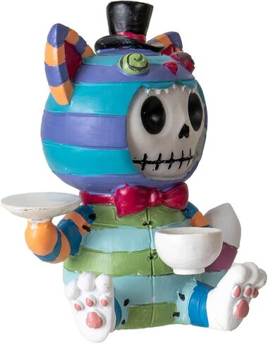 Pacific Giftware Cheshire Cat Furrybones Collectible Figurine Signature Skeleton Figurine in Colorful Cat Costume Perfect for Home Decor and Unique Gifts 3" Tall in Saudi Arabia
