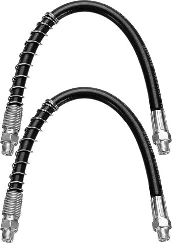 HARFINGTON 2Pcs Grease Gun Hose 12" 10000 PSI Spring Flex High Pressure Quick Release Grease Replacement with Coupler 1/8" NPT Threads for Grease Gun, Black in Saudi Arabia