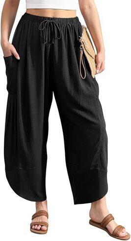 TARSE Women's Linen Harem Pants Casual Loose Drawstring Elastic Waist Summer Beach Travel Vacation with Pockets in Kuwait