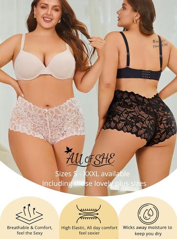 Sexy Underwear Panties for Women Cheeky V Waist Lace Boyshorts Plus Size Underwear Women 5 Pack in Kuwait