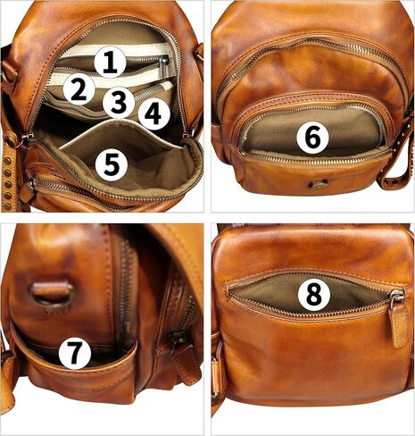 Genuine Leather Backpack for Women Purse Retro Leather Handmade Rucksack Vintage Knapsack Casual Daypack (Brown) in Saudi Arabia