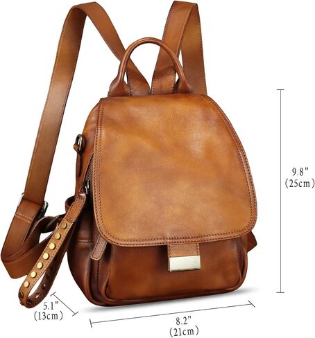 Genuine Leather Backpack for Women Purse Retro Leather Handmade Rucksack Vintage Knapsack Casual Daypack (Brown) in Saudi Arabia