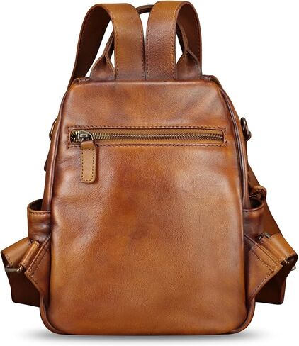 Genuine Leather Backpack for Women Purse Retro Leather Handmade Rucksack Vintage Knapsack Casual Daypack (Brown) in Saudi Arabia