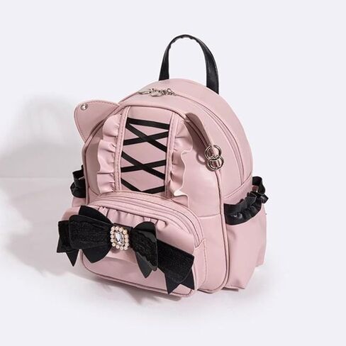 Pokn Jirai Kei Kawaii Bag Gothic Cute Bag Mini Leather Backpack Fashion Small Daypacks Purse for Women Cutecore (Pink) in Saudi Arabia
