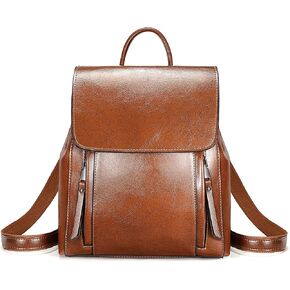 YALUXE Women’s Genuine Cowhide Leather Backpack Handbags Expandable Back Pack Flap Closure