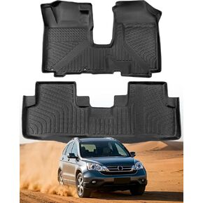 الحصير الأرضية متوافقة مع Honda CR-V CRV 2011-2007 LX SE Ex EX-L Rubber Carpet جميعها واقي الطقس المضاد للانزلاق ، السيارات 2010 2008 2008 إكسسوارات داخلية للسيارة أسود