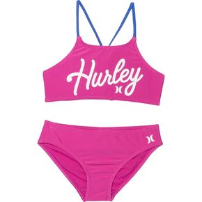 Hurley Big Girls Printed Bikini Top and Bottom 2 Piece Set (X-Large, A_F(NP2422-A9X)/W)