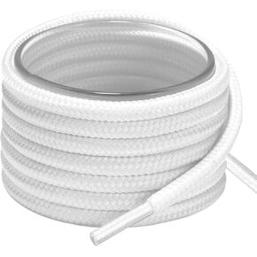 White Round Shoe Laces, Polyester with Reinforced Tips, Ideal for Various Footwear and Accessories, 120cm/47inch