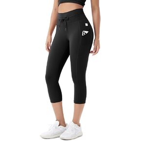 ODODOS Women's Drawstring Tie Daily Capri Leggings with Pockets 19" Inseam High Waist Workout Cropped Yoga Pants