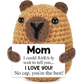 Mini Positive Gifts for Men Boy Fathers Day, Emotional Cheer Up Support College Kindergarten Preschool Graduation Gifts for Him Son Her Daughter Handmade Crochet Animal Capybara Birthday Pickle Potato