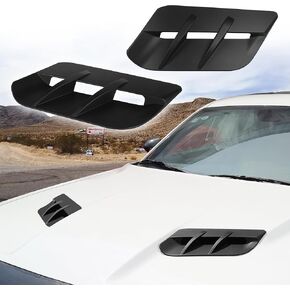 Engine Hood Air Outlet Vent, Moulding Cover, Trim Decorative Vent Cover Bezels Compatible with Dodge Challenger 2015-2022, Black 2pcs (Not Fit Hellcats) (Black)