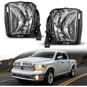 Nixon Offroad Fog Light for 2013-2018 Dodge Ram 1500 Pickup & 2019 Dodge Ram 1500 Classic Body, 2 PCS Bumper Driving Fog Light Lamps Assembly, OEM Fog Lamp Replacement W/Bulb 9006 12V 51W Clear Lens