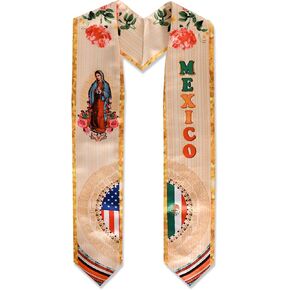 Mexican and American Flag Graduation Stole 2025, Mexican Graduation V Shape Stole Sash, Graduation Gifts