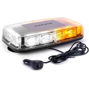 Xprite Upgraded 12" 72LED Rooftop Mini Strobe Lights, Emergency Safety Flashing Beacon Light Bar with Magnetic Base for 12V-24V Construction Vehicles, Trucks, Snow Plow, Postal Car (Mix White/Amber)