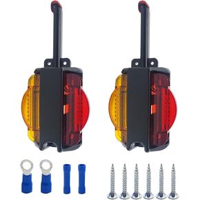 2 Packs Right and Left 4" LED Clearance Trailer Fender Lights Assembly Amber Front Red Back Equipped with 4 Diodes Each on a Black