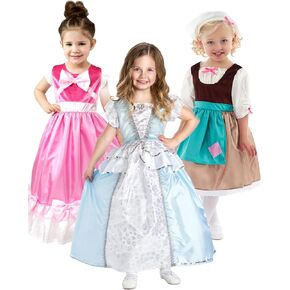 Little Adventures Cinderella Trio Costume Dress Set - لعبة التظاهر القابلة للغسل (حجم صغير سن 1-3)