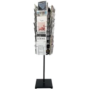 TONGMO 36-Pocket Rotating Magazine Rack Stand, Floor Spinner Display for Magazines, Comic Books, Brochures, A4 Organizer for Office, Bookstore, Home, Reception