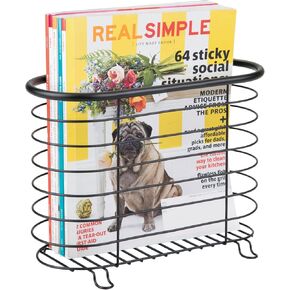 mDesign Newspaper and Magazine Rack for Bathroom, Office, Entryway - Matte Black