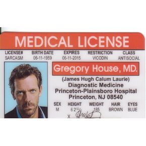 هيو لوري دكتور غريغوري هاوس رخصة قيادة الجدة / وهمية I.D. تحديد الهوية لمشجعي برنامج Gregory House MD TV
