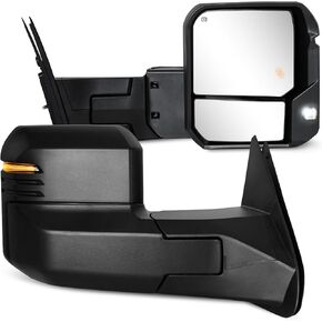 Towing Mirrors for 2007-2021 Tundra, 2008-2017 Sequoia with Power Glass Heated Arrow Turn Signal Blind Spot Light Extendable Fold Pair Set