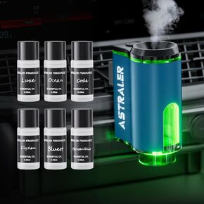 Smart Car Air Freshener, with 6 Essential Oils and DIY Perfume Choose, Car Fresheners Long Lasting, Rechargeable Aroma Diffuser Smart Auto On/Off