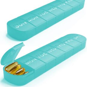 2 PCS Weekly Pill Organiser 1 Times a Day, Arthritis Friendly Travel Pill Case, BPA-Free Pill Box 7 Day, Large Compartments to Hold Vitamins Supplements Medicine (Black)