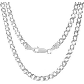 Kisper Mens Silver Chain Necklace - 925 Sterling Silver Necklace للرجال ، سلسلة ارتباطات كبح مقطوعة الماس الصلبة ، سلسلة فضية إيطالية 5 مم مع قفل جراد البحر - مصنوع في إيطاليا