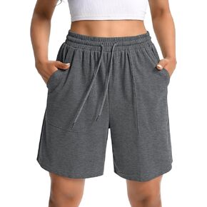 Women Cotton Sweat Shorts Casual Summer High Waist Loose Drawstring Athletic Shorts with Pockets