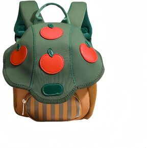 Kawaii Mushroom Pattern Backpack Polyurethane Material Lightweight Backpack Mini Cute Handbag(Red)