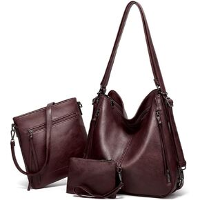 Hobo Tote Counter Bag Pounds 3pcs للنساء Pu Retro Backback Backbag Protbag Satchel Wallet in Kuwait